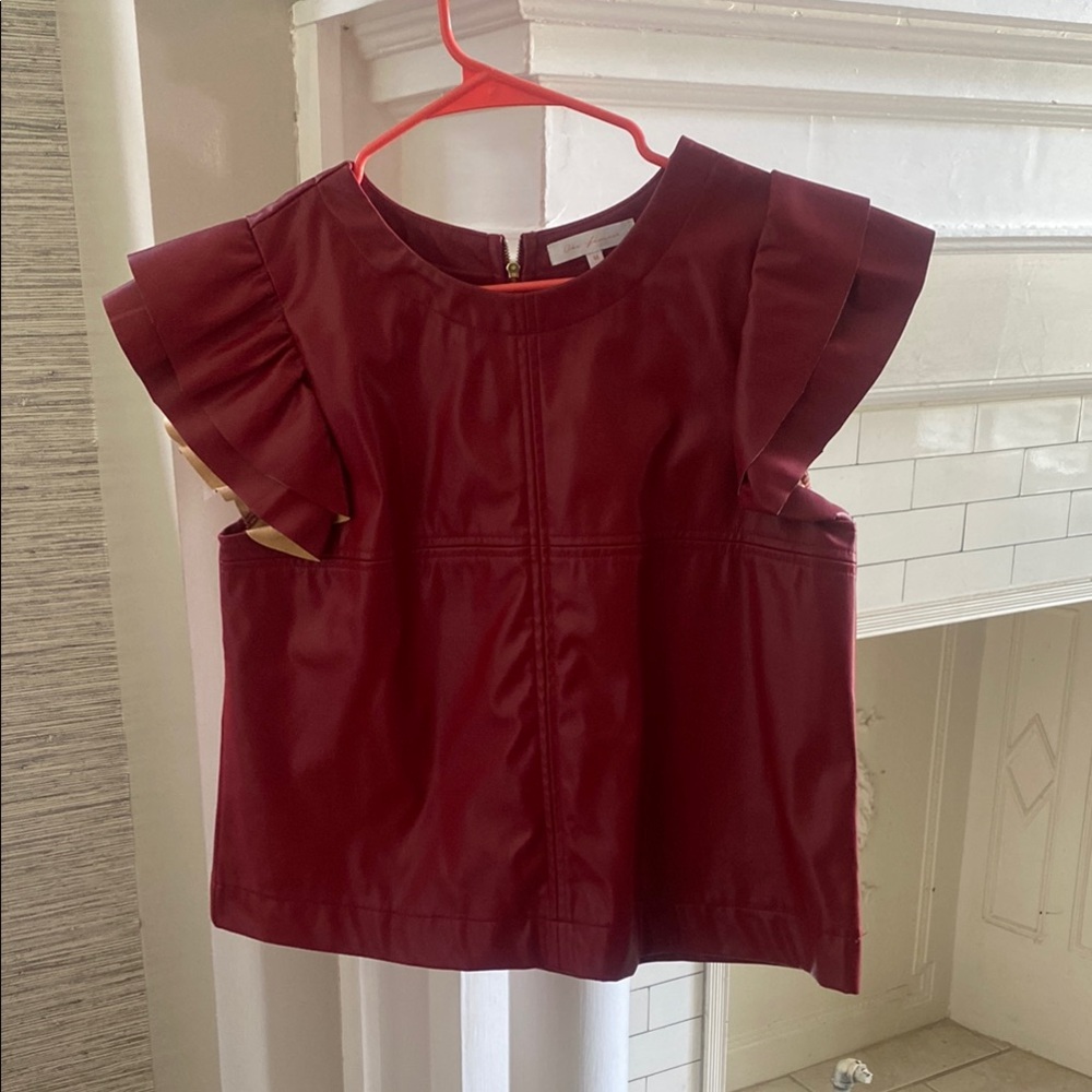 Burgundy Ruffle Sleeve Top